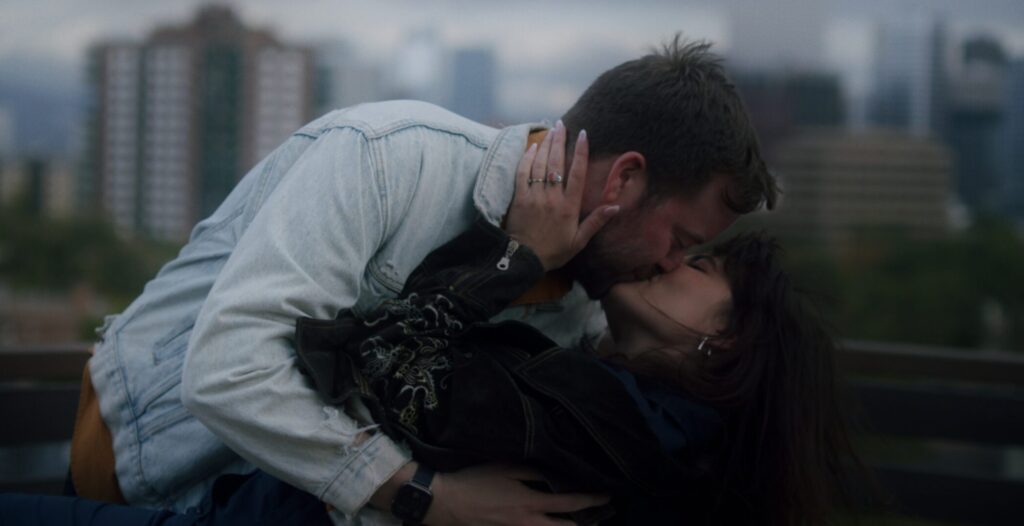 Man and  woman kissing